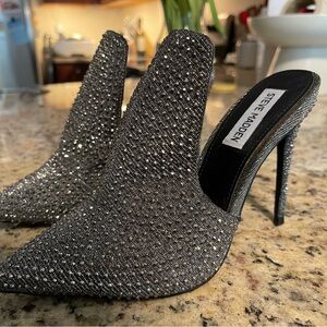 STEVE MADDEN Sky Rhinestone Mules Heels / 6.5 NWOT